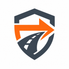 Minimalist arrow and shield logo icon